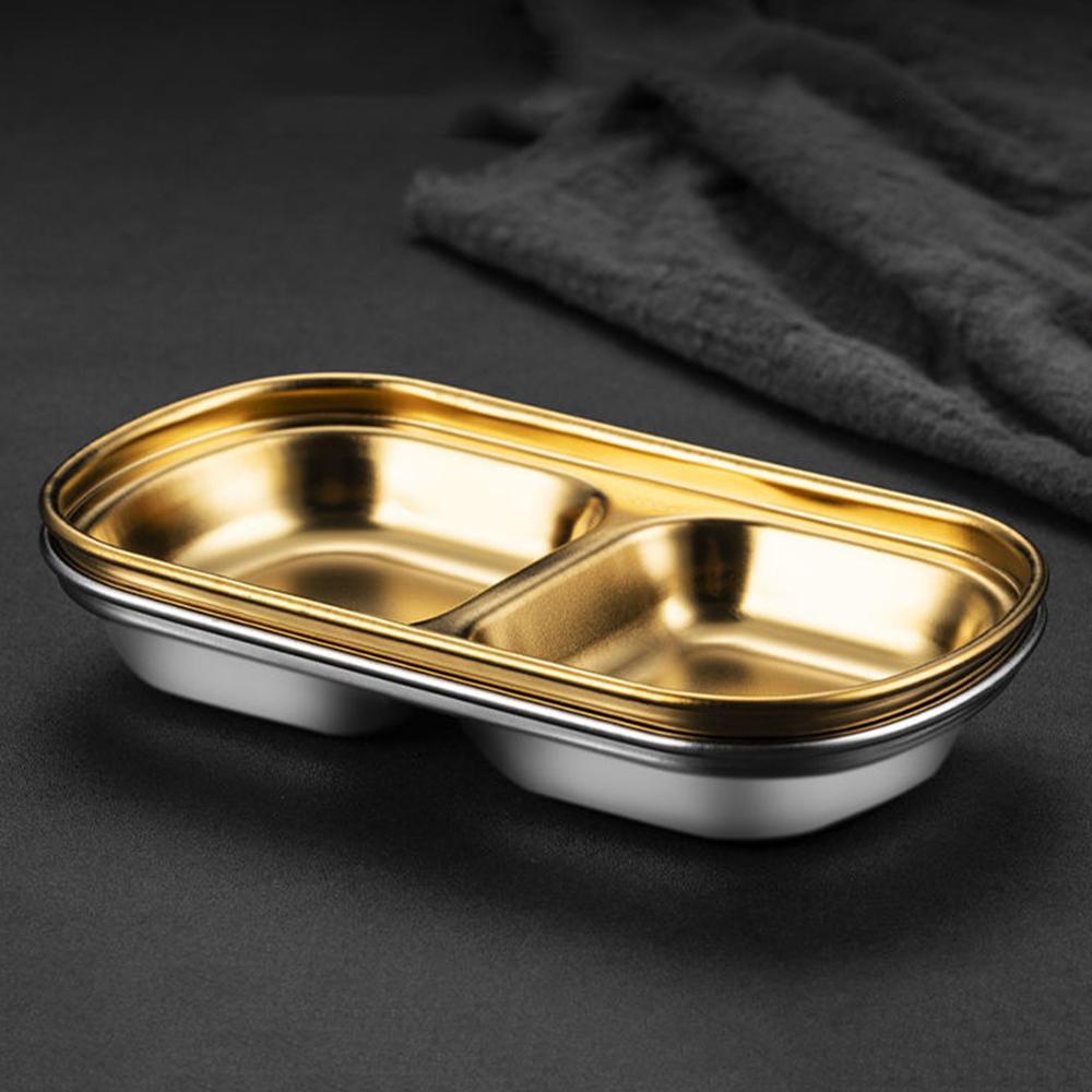 Stainless Steel Camping Seasoning Plate Tray Sauce Dish Spice Plates Pepper Roast Meat Sauce Dishes Bowl BBQ Tableware