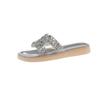 Summer Flat-bottomed Slippers Sweet One-word Commuting Will Drag Rhinestones Thick-bottomed Comfortable Versatile Summer Fashion Slippers