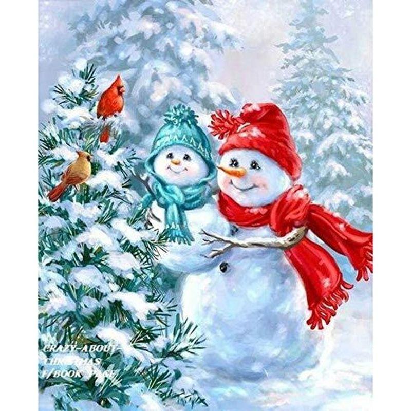 Full Round Drill Diamond Painting 5D Snowman Diamond Embroidery Winter Landscape Cross Stitch Home Decoration