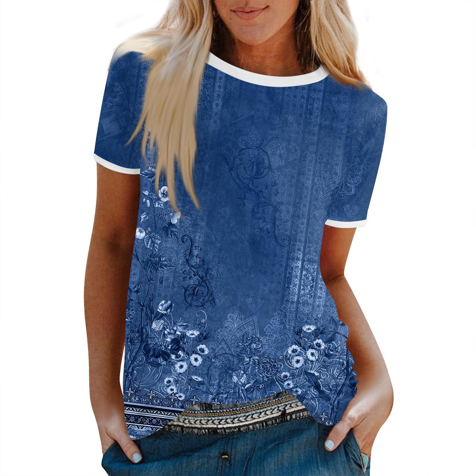 Женская летняя свободная рубашка с короткими рукавами и принтом ко Дню матери — фото 3