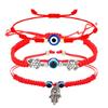 Blue Evil Eye Red String Bracelet Set - Handmade Woven Design