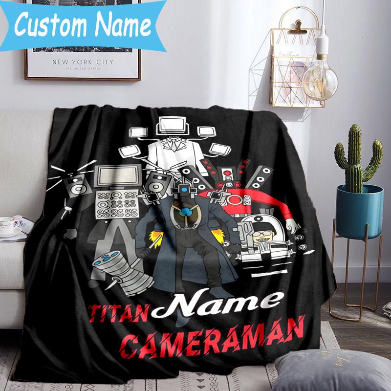 1PC Custom Name Skibidi Future Adventure Throws Blanket Flannel Blankets for Couch Bed Gifts for Men Women Travel Picnic Christmas Fan Gifts