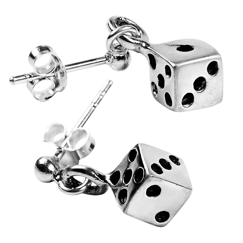

Dice Earrings for Men and Silver for Both Ears Earrings for Both (SOWAKA) Women, 925, (2 Ears)