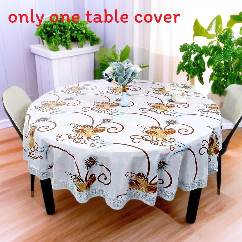 Round Tablecloth Pvc Waterproof Oilproof Dustproof For Home Kitchen Dinner Party Use