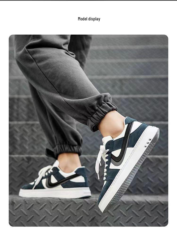 2024 Versatile Men's Black & White Soft Sole Skate Shoes - Breathable, Trendy Korean Style for Casual Wear, Hot Selling Among Students.