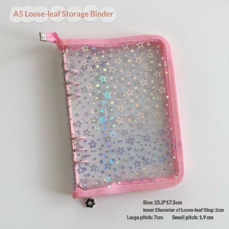 

1Pcs Diy Journal Dairy Transparent Kpop Idol Po Album A5 Laser Star Zipper Binder Collect Book Refill Organizer Stationery