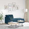 Modular Sofa with Ottoman Cushions Velvet Blue
