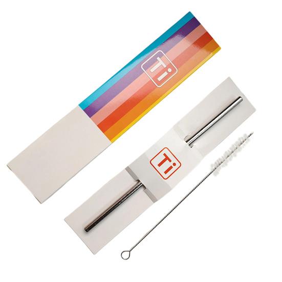 Stainless Steel Straw Colorful Ice Flower Design Corrosion Resistant Lightweight Drinking Straw with Cleaning Brush BPA-free Metal Straw