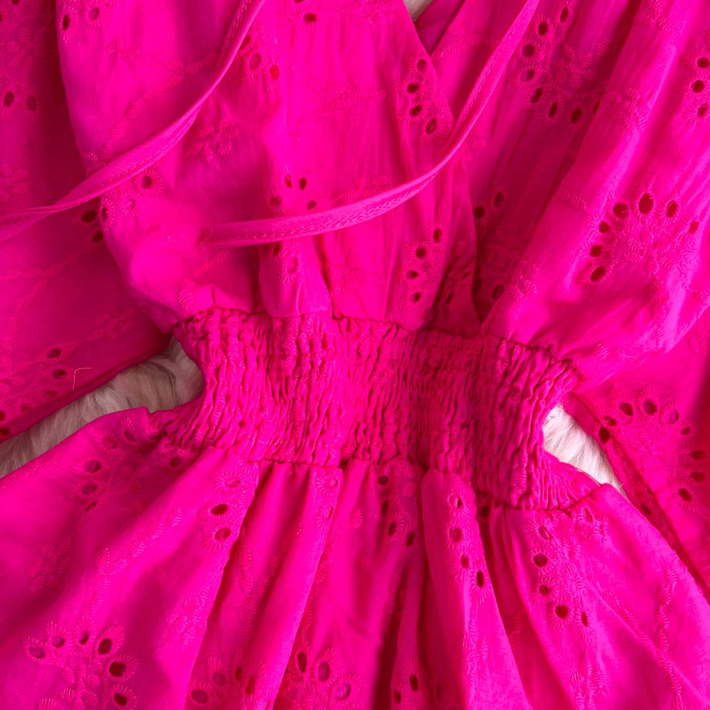 Vestido Vintage con bordado calado de cintura alta, vestido de hada acampanado de manga corta, Vestidos elegantes de playa para verano, vestido veraniego para vacaciones para mujer