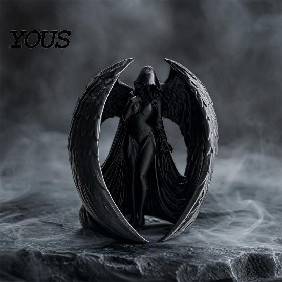 Dark Goddess Decor 3D Printed Figurine, Vintage Gothic Winged Women Ornament Statue, Desktop Decoration for Home Office Living Room