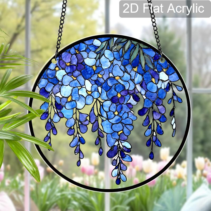 Acrylic Wisteria Flower Suncatcher Stained Glass Effect Window Hanging Ornament Floral Gift for Home