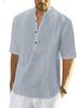 2023 Men's Mid-Sleeve Casual Linen Shirt: Comfortable European & American Style