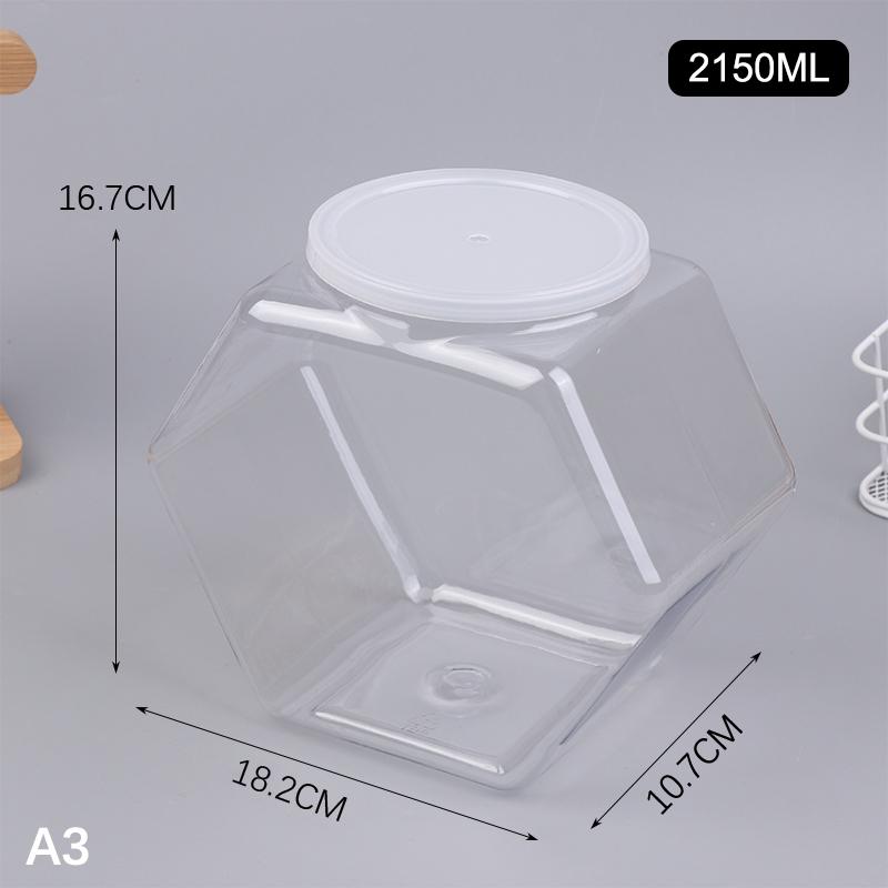 Portable Transparent Hexagonal Candy Cookie Jar Plastic Packaging Jars Sealed With Lid Food Storage Container Kitchen Supplies