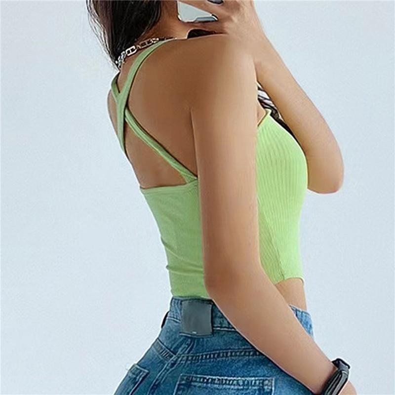 Dámské pletené topy Y2k Sexy Cross Halter Korzet Prsatější Košilka bez zad Halter Top Streetwear Tenké přední topy