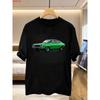 1pc 2026 100% Men'S Short Sleeve T-Shirt Black Classic Green Muscle Car Print Casual Wear for Daily Outfits And Car Enthusiasts Sizes (S-3XL)