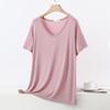 Damen Übergröße V-Ausschnitt Kurzarm Modal T-Shirt für Frühling/Sommer