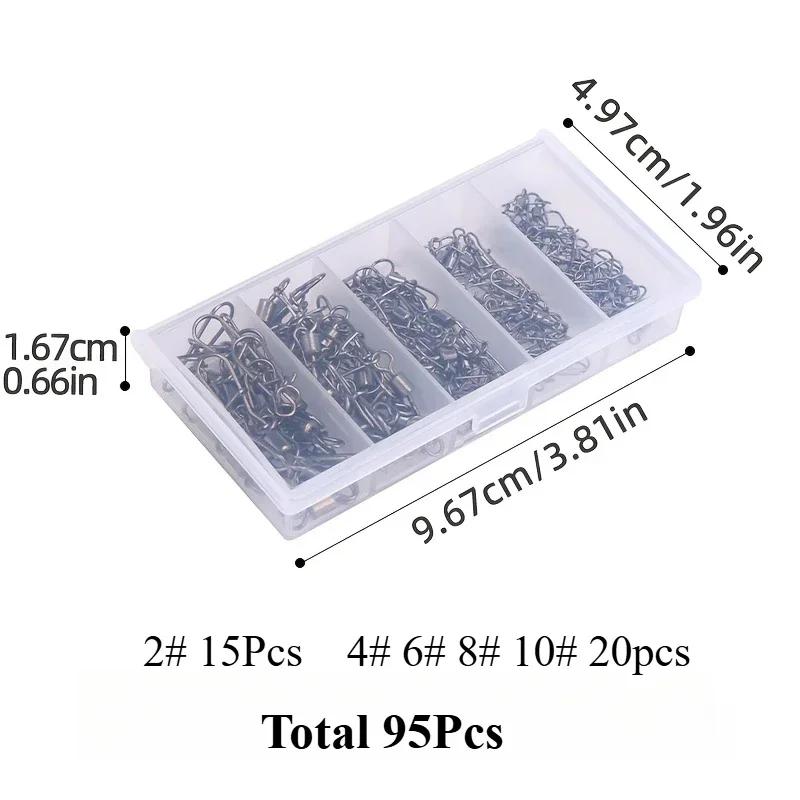 

Stainless Steel Ball Bearing Swivels 95/210pcs Box High Speed Fishing Connector Rings for Lure Line Tackle Saltwater Freshwater 260319 S 95pcs