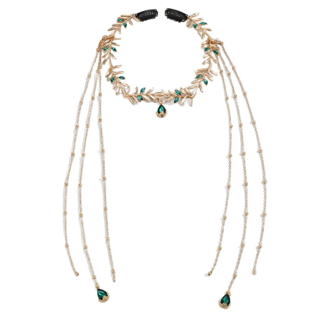 Simulation Gemstone Fashion Decoration Leaf Shaped Design Women Headwear