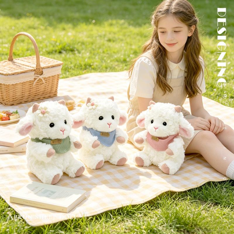 23cm Adorable Sheep Plush Toys Triangle Scarf Sheep Companion Dolls  Stuffed Plush Filled Lamb Mother’s Day For Gifts