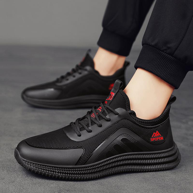 Men's shoes low-top black sneakers spring new men's commuting casual shoes men's jogging trend platform shoes
