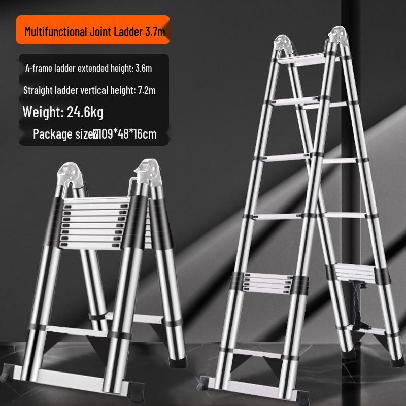 Multifunctional Stainless Steel Telescopic Ladder: A-Frame, Extension, Straight, Folding, Household/Engineering Use