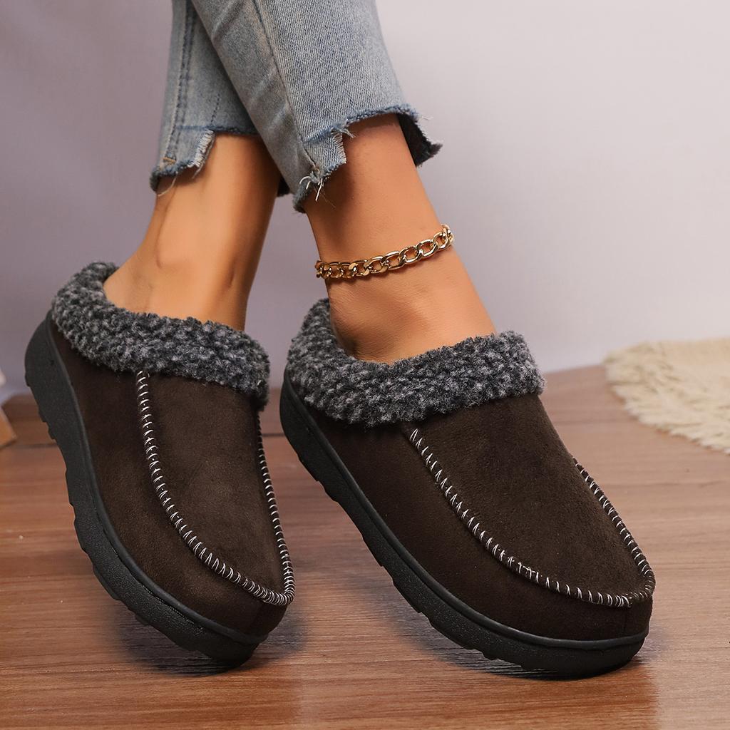 Men Slippers Winter Big Size Indoor Memory Foam Plush Warm Cozy Luxury House Shoes Suede Sewing Casual Slipper Indoor/Outdoor