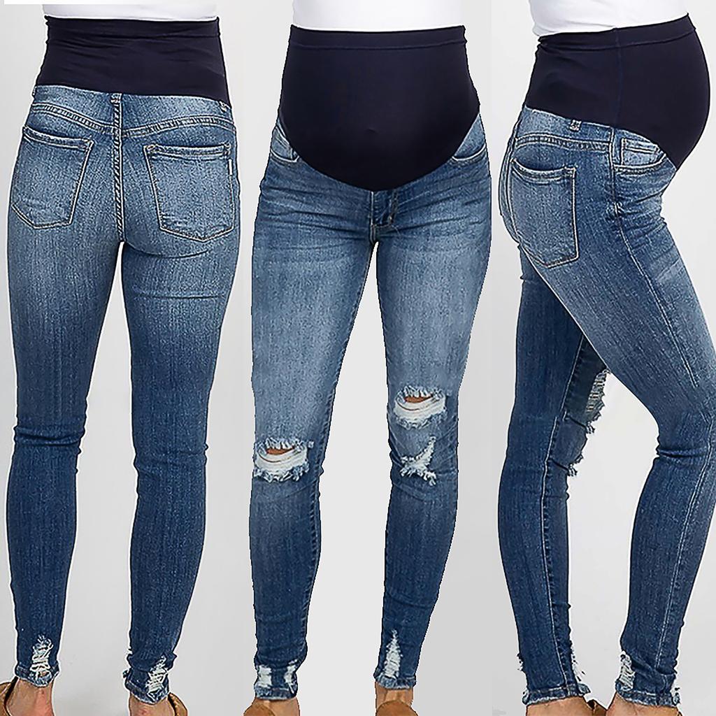 Mujer Color sólido Agujero Jeans altos Bengalas Tobillo Moda Pantalones  Pantalones Pantalones comprar a buen precio — entrega gratuita, reseñas  reales con fotos — Joom