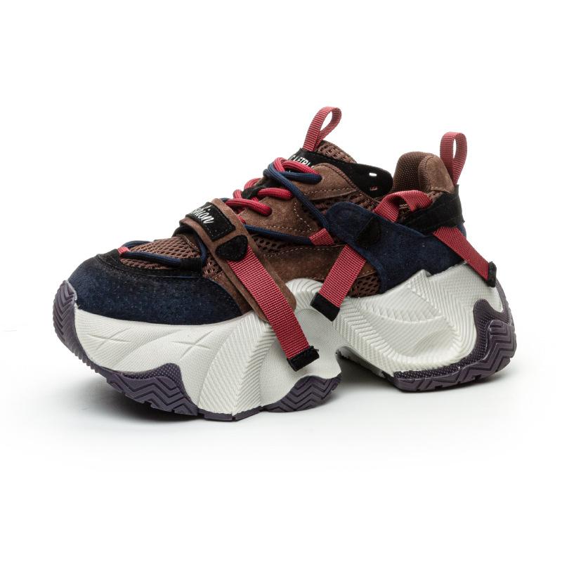 Leather Women's Autumn New Retro Heightening Platform Casual Sports Trendy Shoes Sneakers Women