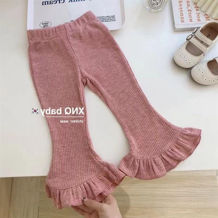 Trendy Girls Long Sleeve Shirt With Flared Pants Set For Little Fashionistas Pink Flared Pants,130