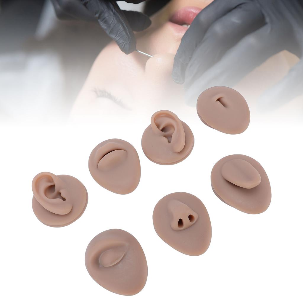 7pcs Silicone Body Parts Tongue Mouth Nose Eye Navel Ear Model Soft Practice Body Parts Kit