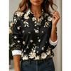 Floral Print Women Blouse Spring Autumn Femme Office Lady Button Up Turn Down Collar Shirts