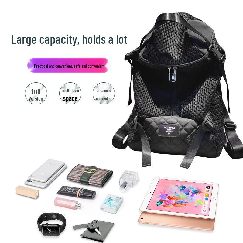 Stylish Nylon Mesh Double Zipper Backpack - Large Capacity for Outdoor Mountaineering