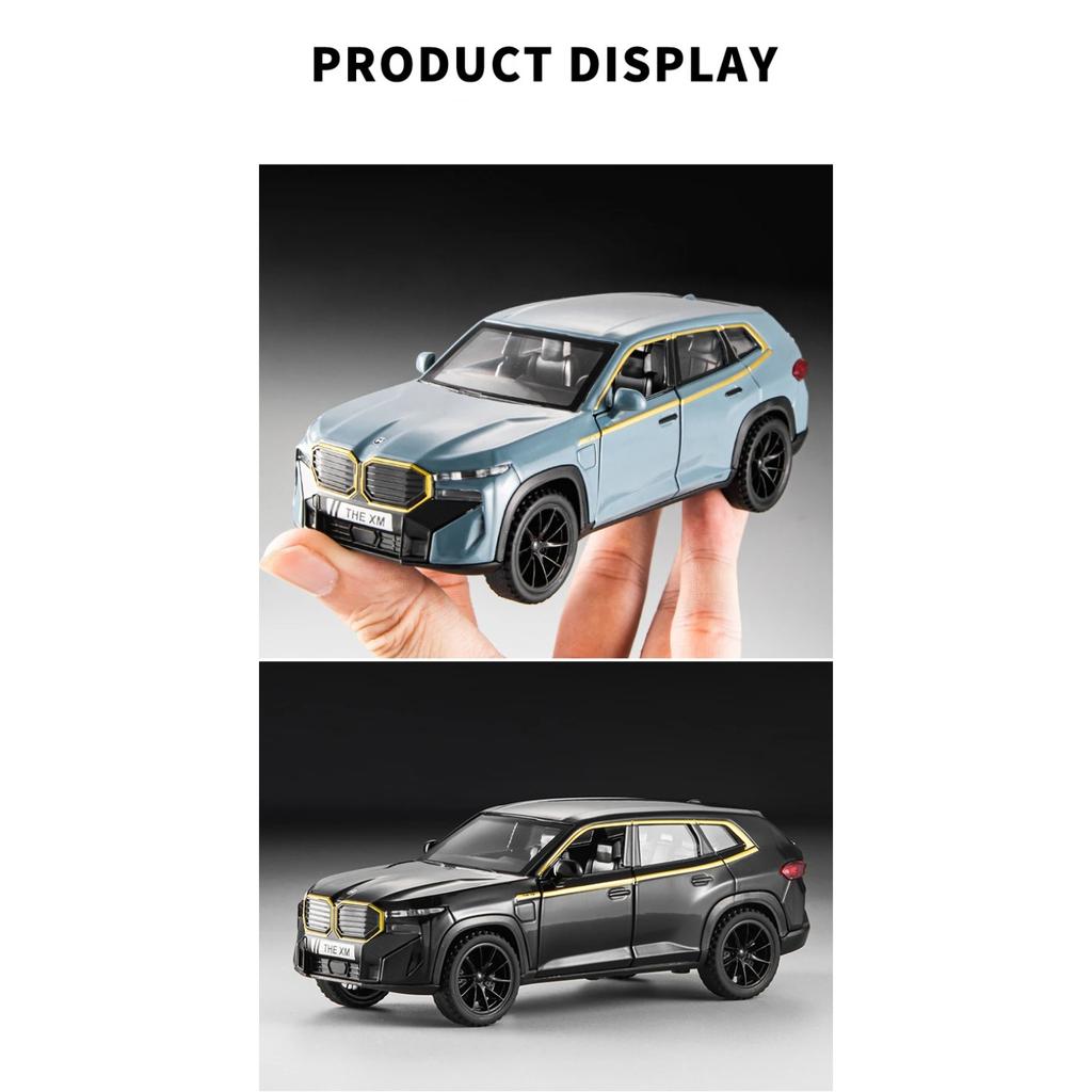 1/32 BMW THE XM SUV Alloy Car Model Sound and Light Pull Back Children's Toy Collectibles Birthday Gift