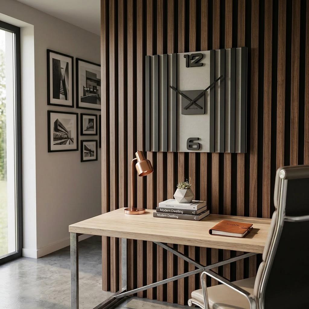 Black lamella wall clock SQ 60cm