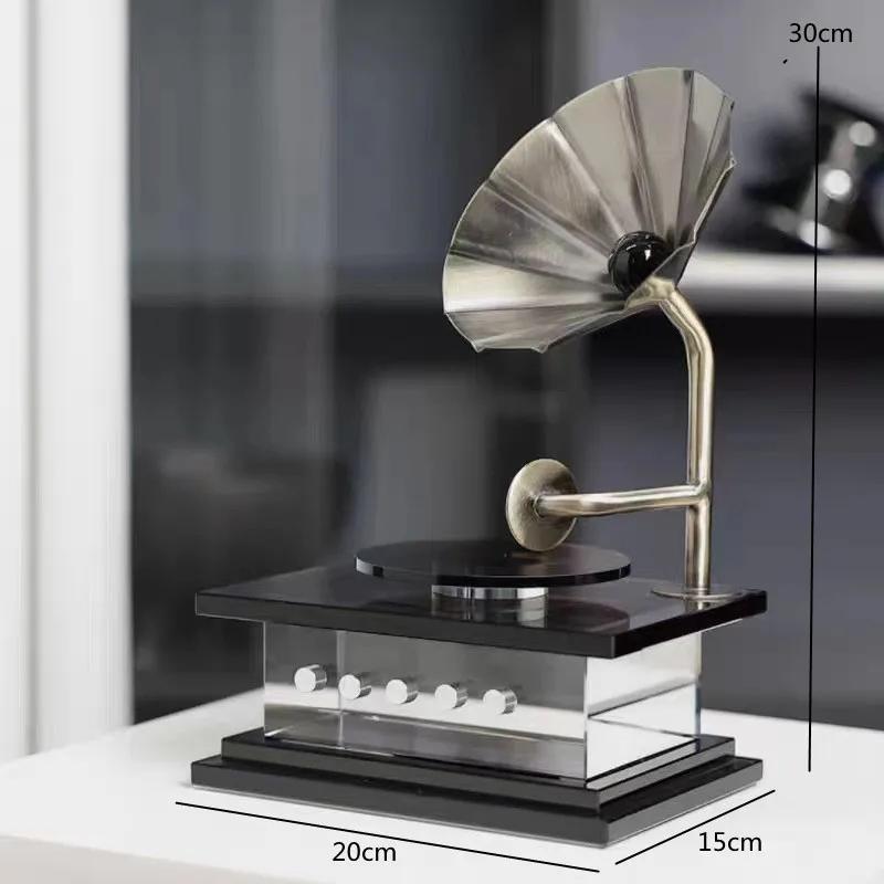 Metal Geometry Art Crystal Phonograph, Speaker, Broadcasting Machine, Model Decoration Ornament, Home Decoration Crafts