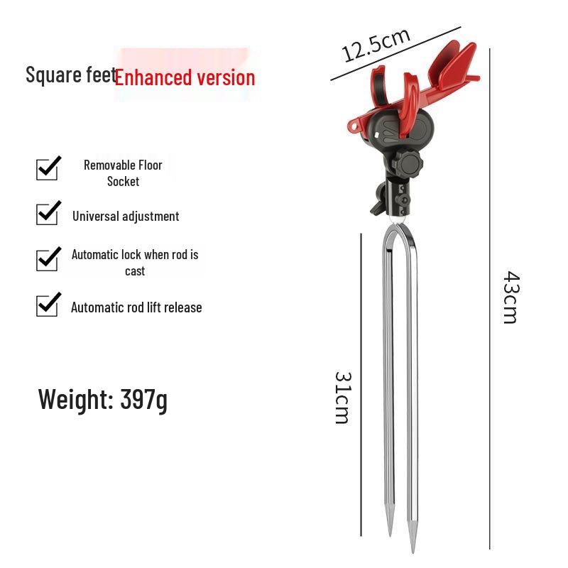 Universal Anti-shake Fishing Rod Holder with Self-locking Turret Bracket and Extended Ground Stake