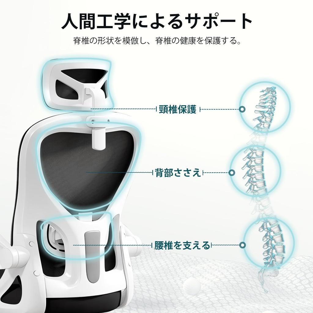 EdoErgo Biuro Telepraca Bez Opony 360 Stopni Dobry Do Ergonomicznego Biurka Ruchomy Lędźwiowy Wielofunkcyjny Oddychający Do Pracy W Biurze Domowym Siatka Biała Rama