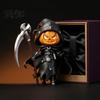 Integrated Resin Craft Ornaments Halloween Pumpkin Reaper Statue, Hooded Ornament, Black Robe Figurine Detailed Statue with Sickle Desktop Decor