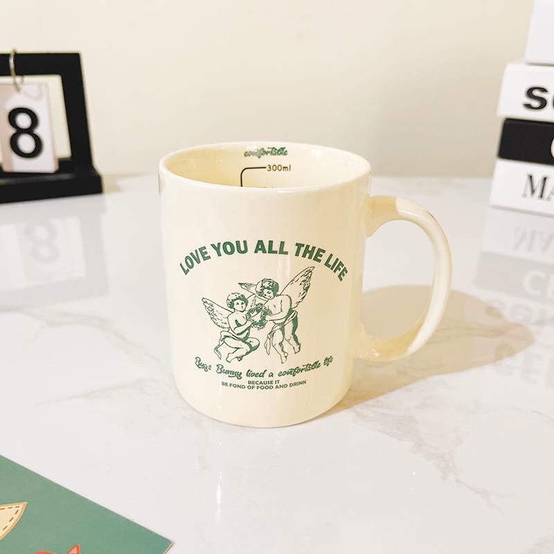 Französische Elegante Tasse Keramiktasse Hochwertige Wassertasse Milchkaffeetasse Nachmittagsteetasse 350ml