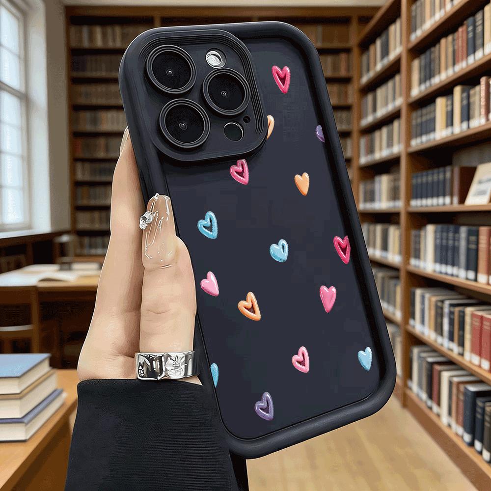 Colorful Heart Pattern Luxury Anti-Slip TPU Phone Case For Xiaomi Redmi Note 15 14 13 12 11 10 9 Pro Full Protective Cover