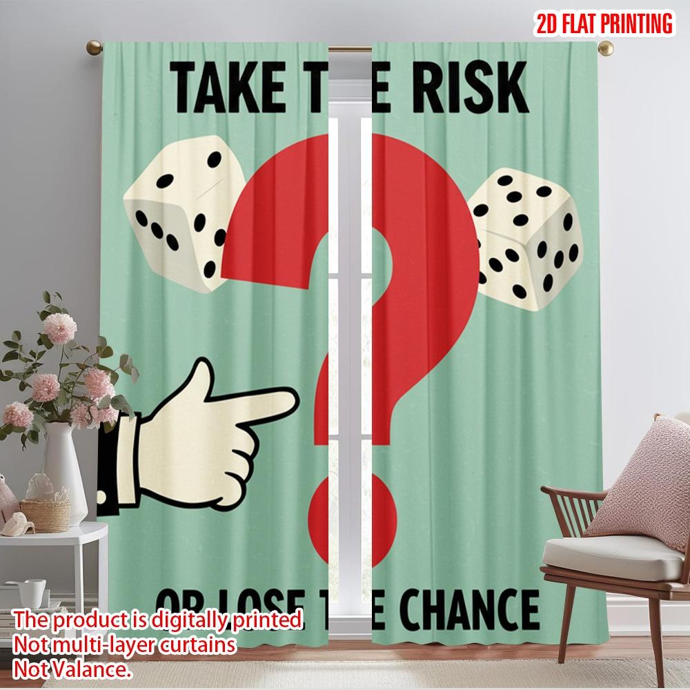 

2pcs 2D flat printing Party Curtain Take Risk Chance Dice Fabric Without Electricity Festive Wall Decor Perfect for gold wall 52.50×116.00 CM 2pcs