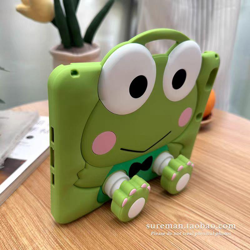 For IPad 9 8 7th Air Mini 2 3 4 5 6 10.9 Pro A16 11 Inch Child Case Cartoon Hangyodon Bracket Silicone Tablet Protective Case