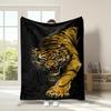 Powerful Tiger Pattern Flannel Printed Blanket Suitable for All Seasons Suitable for Living Room Office Sofa and Travel