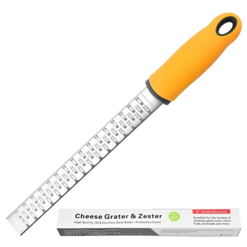Versatile 304 Stainless Steel Grater with Rubber Handle - Cheese, Potato, Lemon Zester