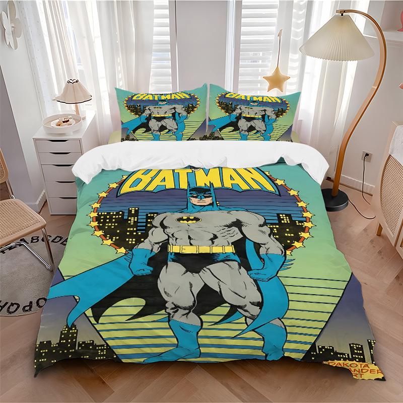 

3pcs Batman Hero Bedding Set, Soft Polyester Duvet Cover and Pillowcases Machine Washable Seasons all suitable & Guest Room Decor243 135x200cm