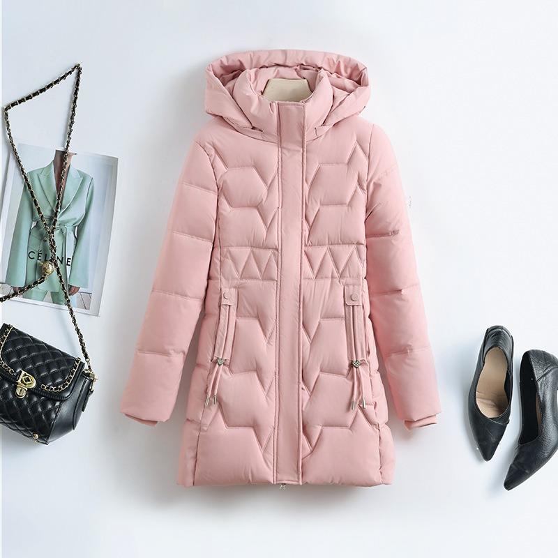 

Новая хлопковая одежда съемная шляпа хлопковая одежда женская средней длины и длинная зимняя хлопковая одежда новое тонкое утолщенное пальто хлопок XXL розовый