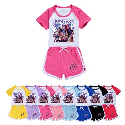 Kids Summer Sport T-Shirt And Shorts 2 Piece Outfit Tracksuit Set Short Sleeve Print Crop Tops With Clothing Set