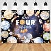 Happy Birthday Party Decor  Outer Space Photography Background Custom Astronaut Rocket Galaxy Planet Photo Kids Gift Baby Shower