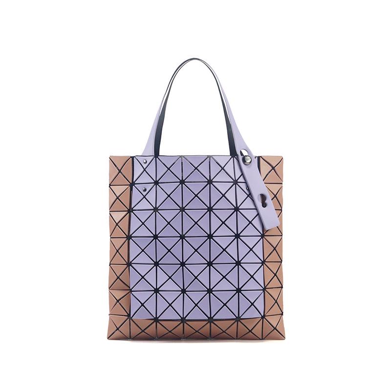 Colorblock Geometric PVC Women's Handbag - Double-Sided 7-Grid Small Diamond Tote with Underarm Design