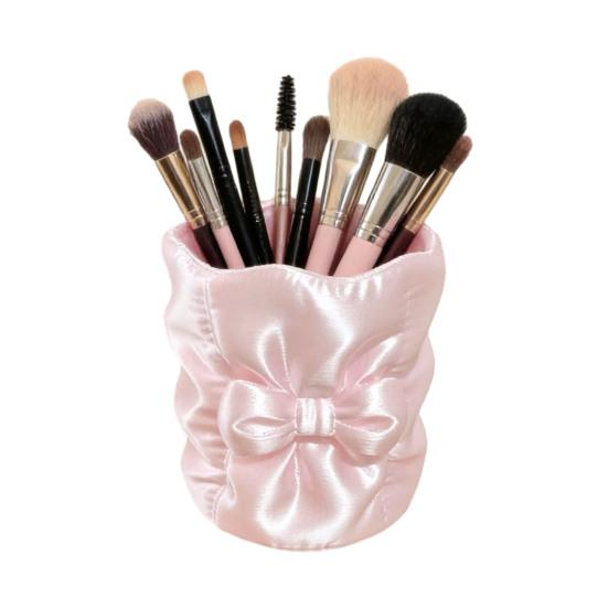 Concealer Brush Cup 3D Printed Bow Makeup Holder, Large Capacity Beauty Tool Container Desk Organizer, Bowknot Pencil Holder Storage Portable